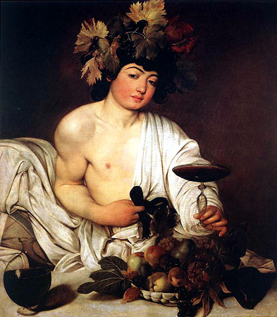 Androgynous depiction of Dionysis / Bacchus by Michelangelo Caravaggio