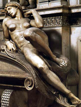 Dawn by Michelangelo (1524-1531), detail of the Tomb of Lorenzo